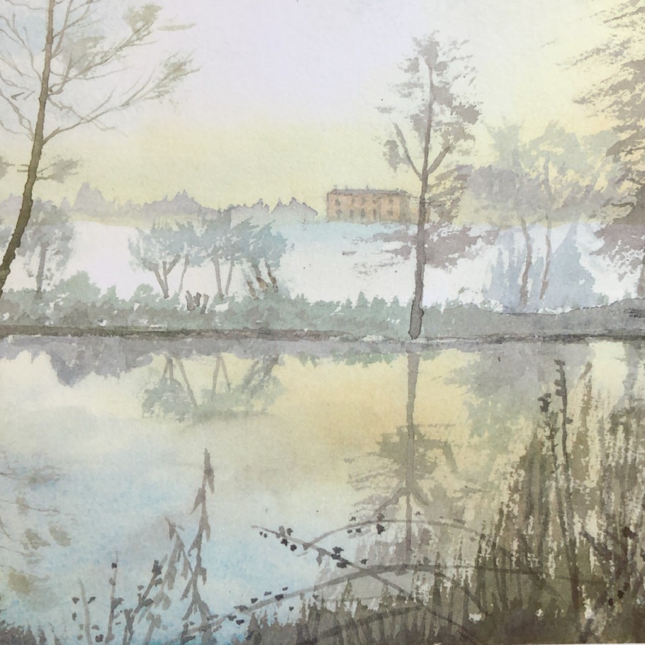 A watercolour of Bignor Park by Richard, IVth Viscount Mersey